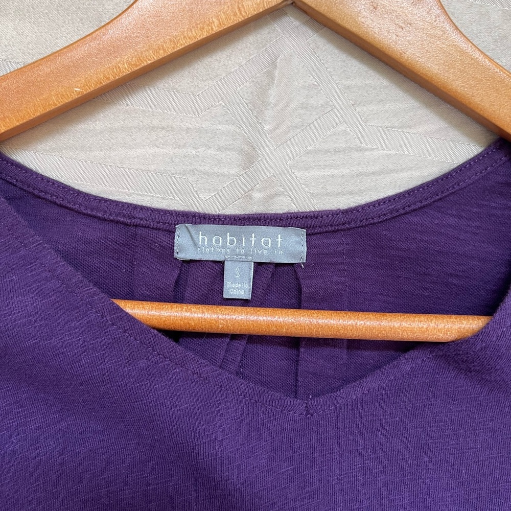 Habitat Clothes to Live In V Neck Purple Women's Top Cotton Size Small - Picture 3 of 5